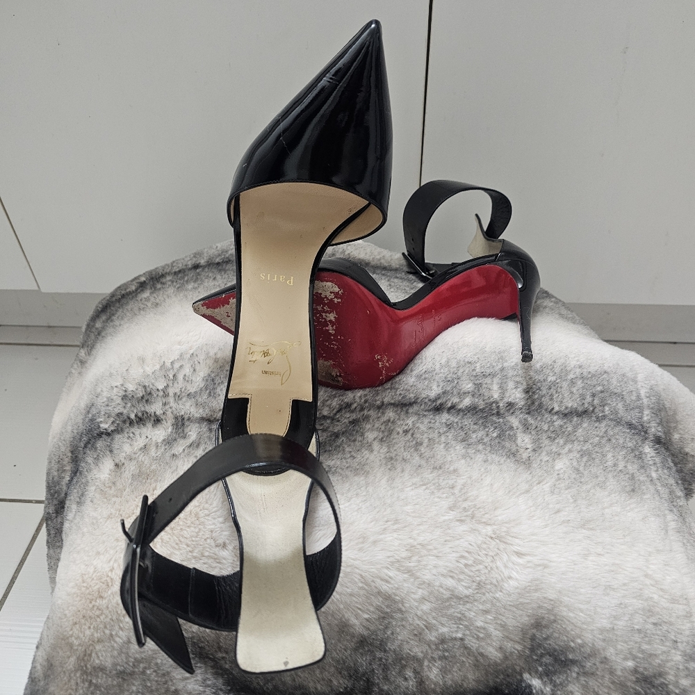 Authentic Christian Louboutin Black Patent Harler 100 Ankle Strap Pumps Sz 41 - Picture 16 of 16